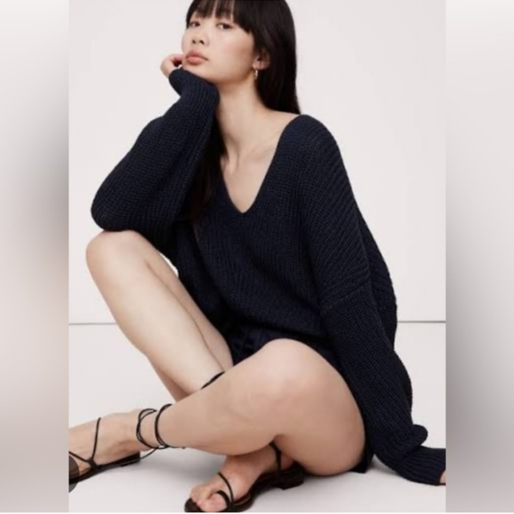 Banana Republic Organic Cotton Sweater Xl NWT Women's Navy Sweater